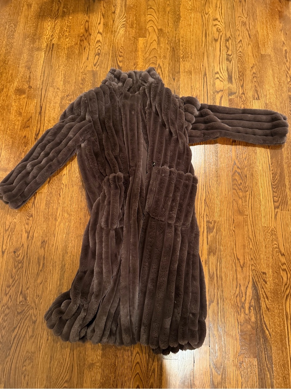 We Wore What Long Faux Fur Coat in Deep Brown